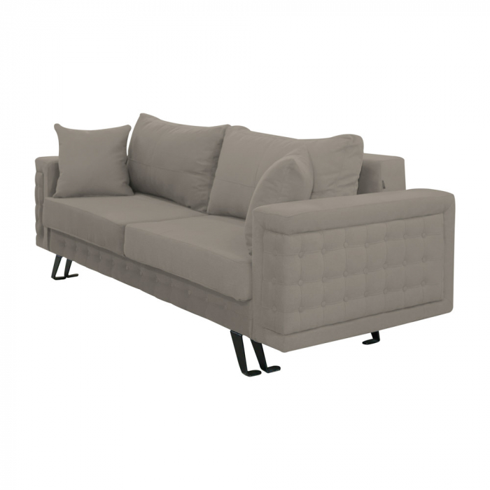 Canapea Omega stofa p86 gri deschis, extensibila cu lada de depozitare si picioare metalice negre, 230x105x80 [4]