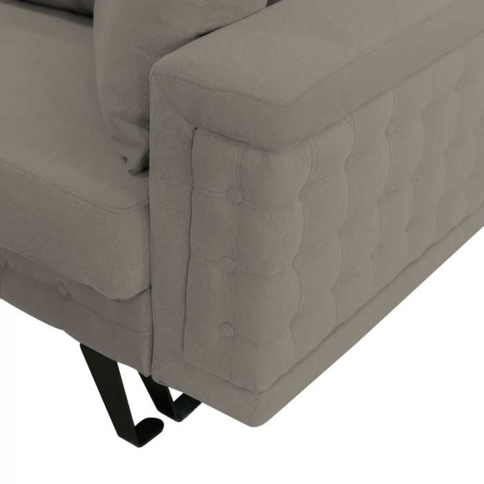 Canapea Omega stofa p86 gri deschis, extensibila cu lada de depozitare si picioare metalice negre, 230x105x80 [6]