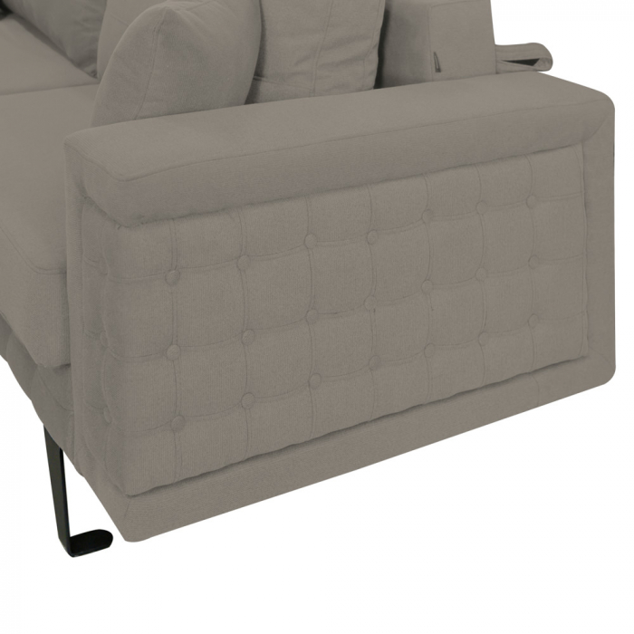 Canapea Omega stofa p86 gri deschis, extensibila cu lada de depozitare si picioare metalice negre, 230x105x80 [7]