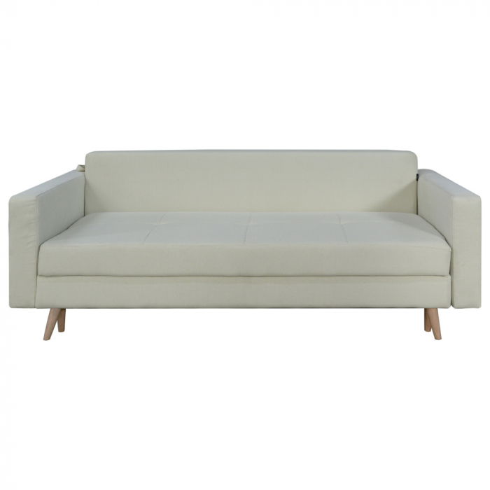 Canapea Sofia stofa p04 alb, extensibila cu lada de depozitare si picioare de lemn, 220x90x80 [5]