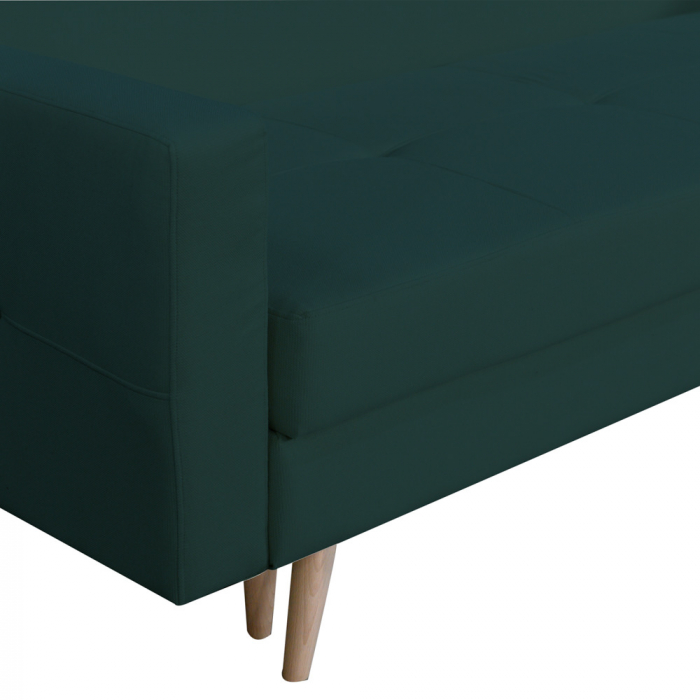 Canapea extensibila Sofia, cu lada de depozitare si picioare de lemn, stofa p39 verde, 220x90x80 [6]