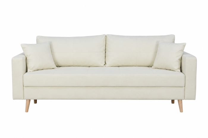Canapea Sofia stofa p04 alb, extensibila cu lada de depozitare si picioare de lemn, 220x90x80 [2]