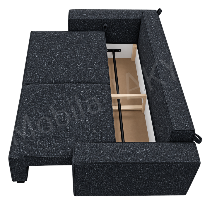 Canapea RIVA , stofa negru P98, extensibila, cu lada de depozitare 230x100x82 [5]