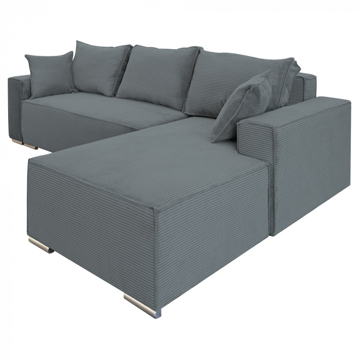 Coltar extensibil Lincoln mini dreapta, cu lada de depozitare, 280*185*102 cm, gri 85N [3]