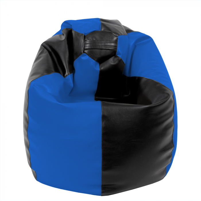 Mara - fotoliu puff - imitatie piele - negru/albastru [2]