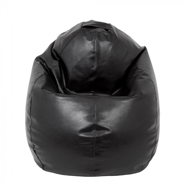 Mara - fotoliu puff - imitatie piele - negru [2]