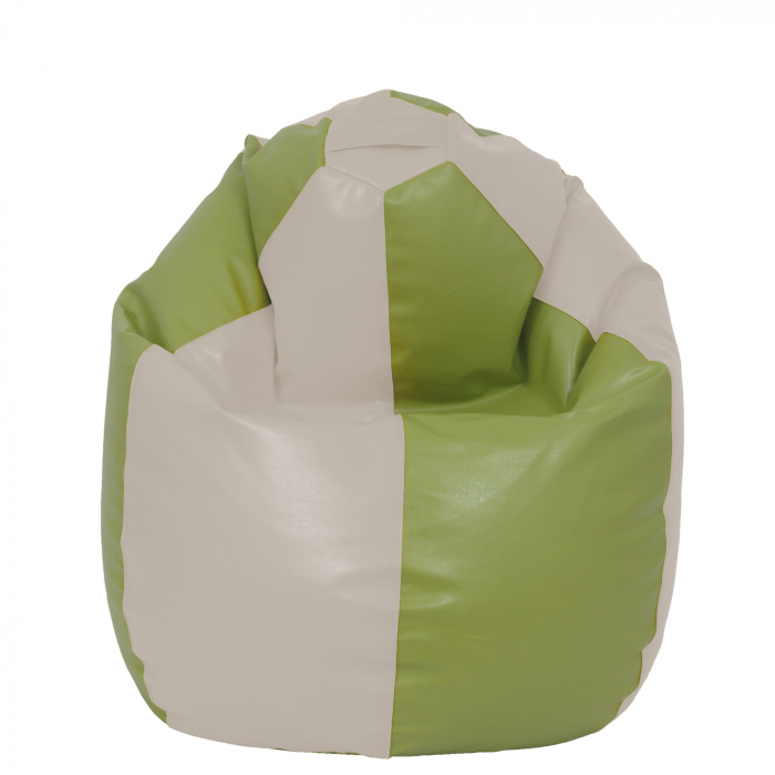 Mara - fotoliu puff - imitatie piele - crem/ verde [2]