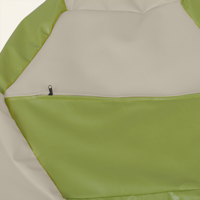 Mara - fotoliu puff - imitatie piele - crem/ verde [4]