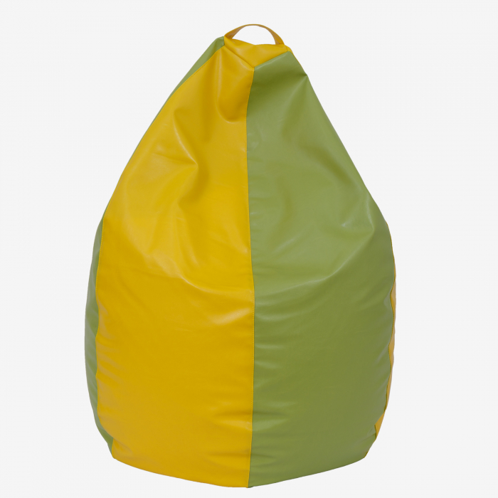 Mara - fotoliu puff - imitatie piele - galben/verde [1]