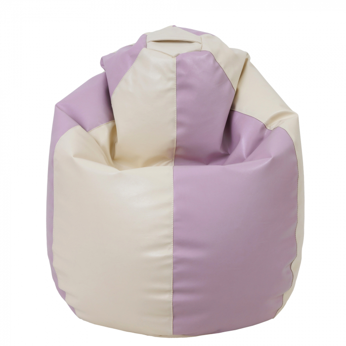 Mara - fotoliu puff - imitatie piele - crem/mov [2]