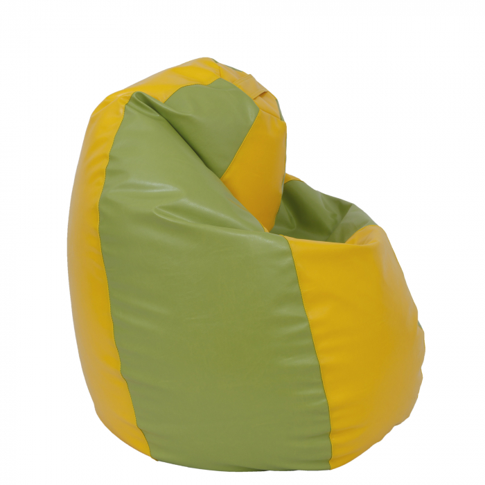 Mara - fotoliu puff - imitatie piele - galben/verde [3]