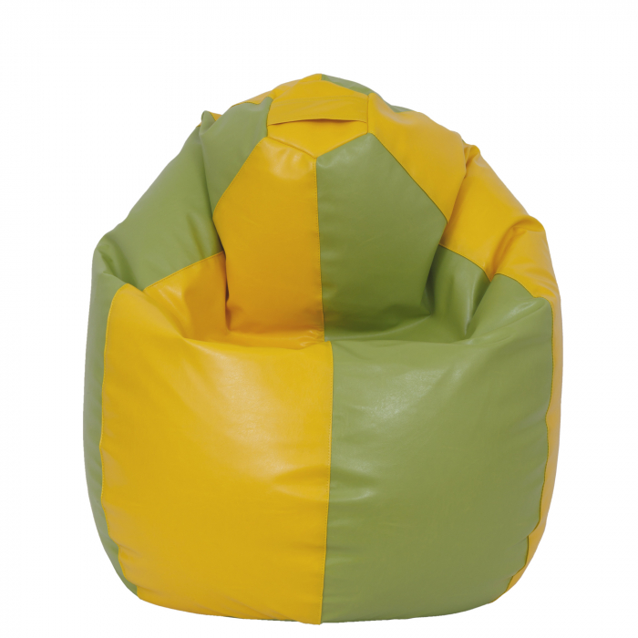 Mara - fotoliu puff - imitatie piele - galben/verde [2]
