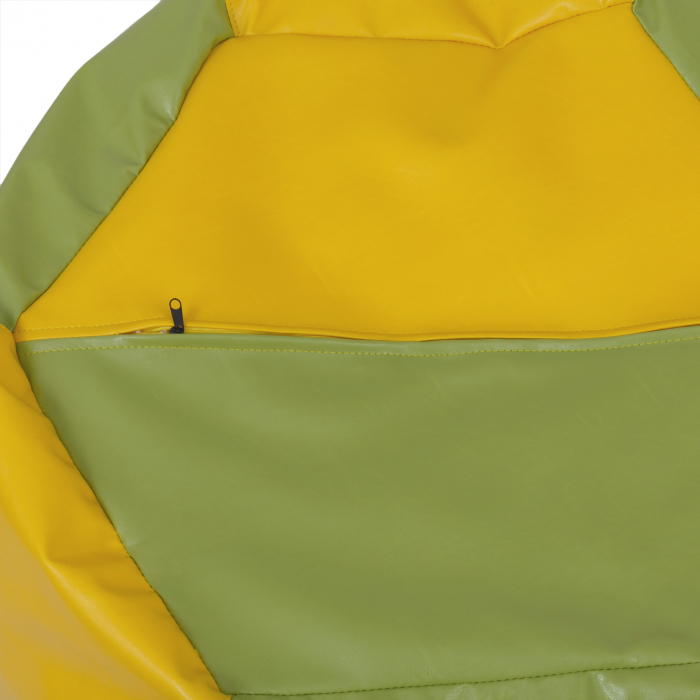 Mara - fotoliu puff - imitatie piele - galben/verde [4]