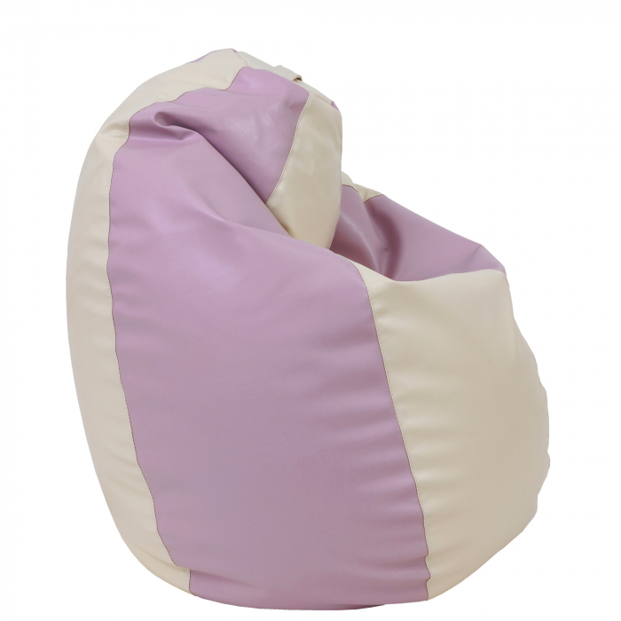 Mara - fotoliu puff - imitatie piele - crem/mov [3]