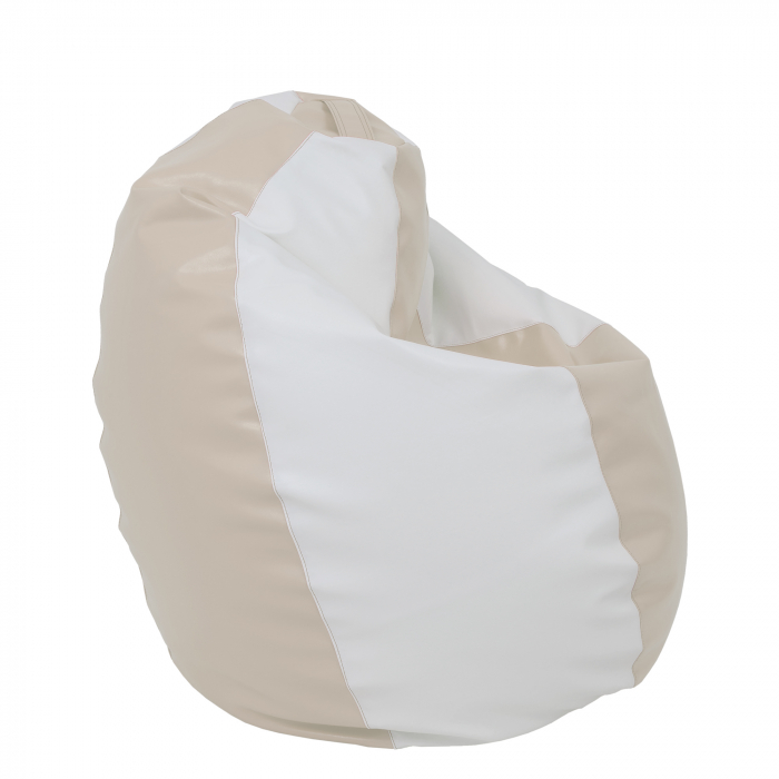 Mara - fotoliu puff - imitatie piele - crem/alb [3]