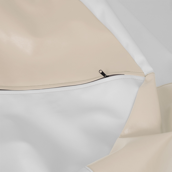 Mara - fotoliu puff - imitatie piele - crem/alb [4]