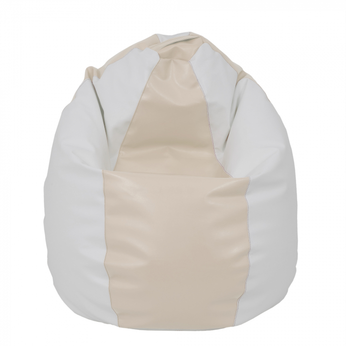 Mara - fotoliu puff - imitatie piele - crem/alb [2]