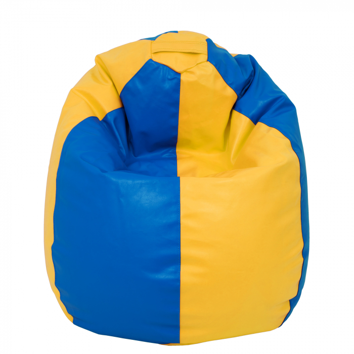 Mara - fotoliu puff - imitatie piele - galben/albastru [2]