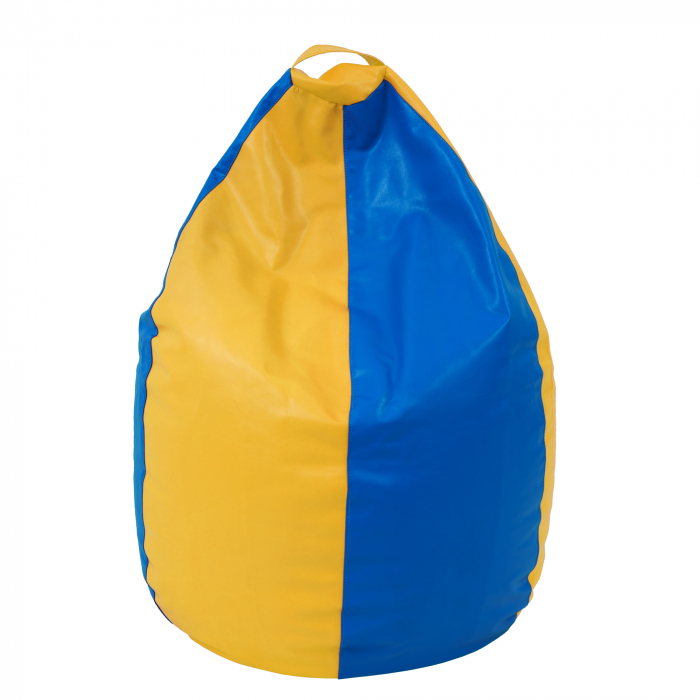 Mara - fotoliu puff - imitatie piele - galben/albastru [1]