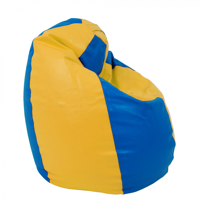 Mara - fotoliu puff - imitatie piele - galben/albastru [3]