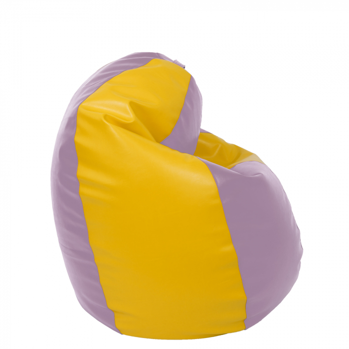Mara - fotoliu puff - imitatie piele - mov/galben [3]