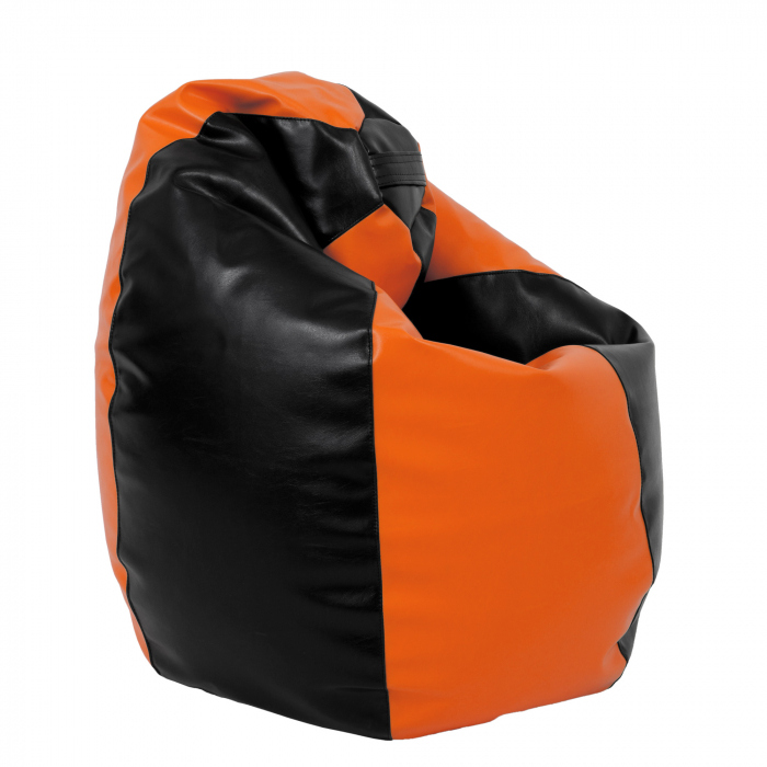 Mara - fotoliu puff - imitatie piele - negru/portocaliu [3]