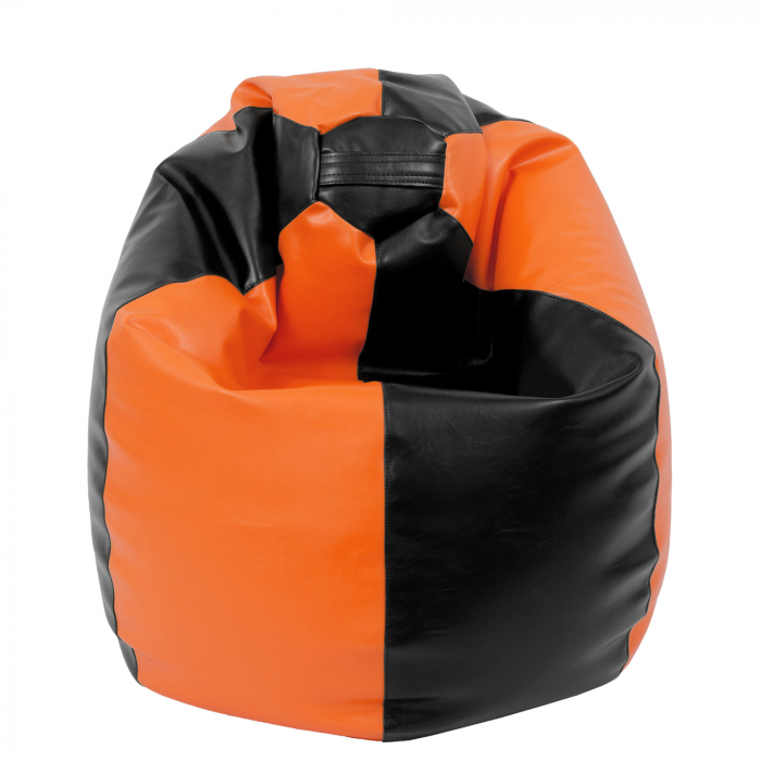 Mara - fotoliu puff - imitatie piele - negru/portocaliu [2]