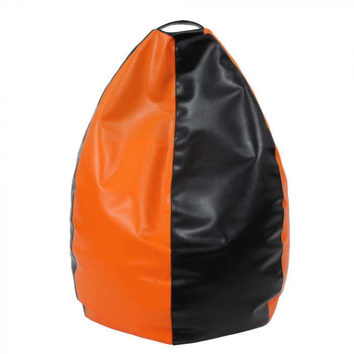 Mara - fotoliu puff - imitatie piele - negru/portocaliu [1]