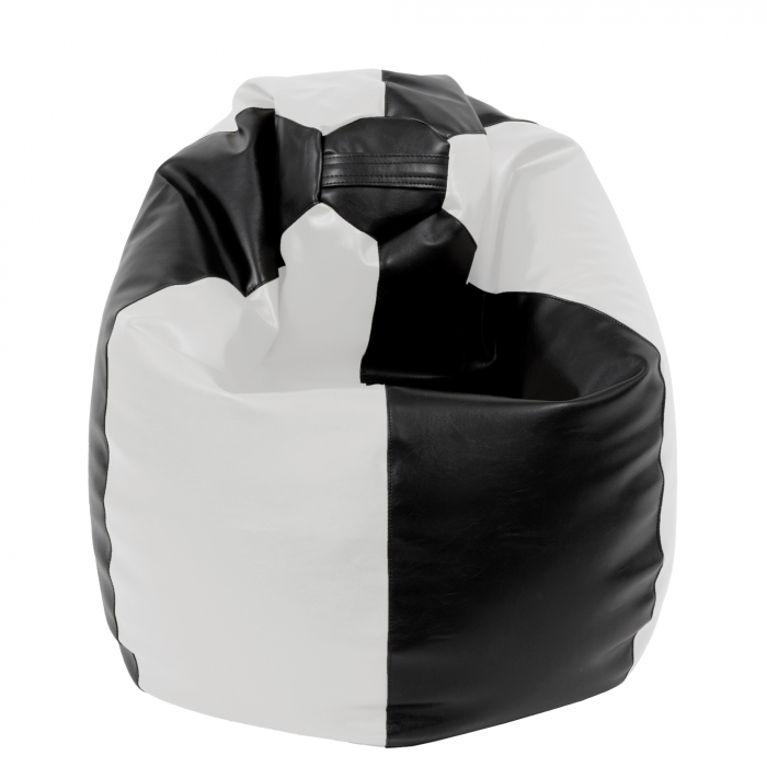 Mara - fotoliu puff - imitatie piele - negru/alb [2]