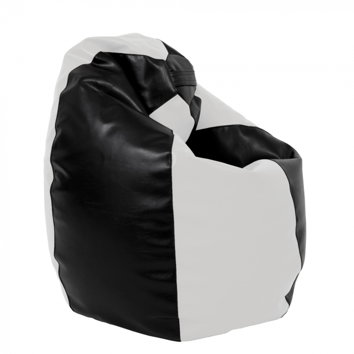 Mara - fotoliu puff - imitatie piele - negru/alb [3]
