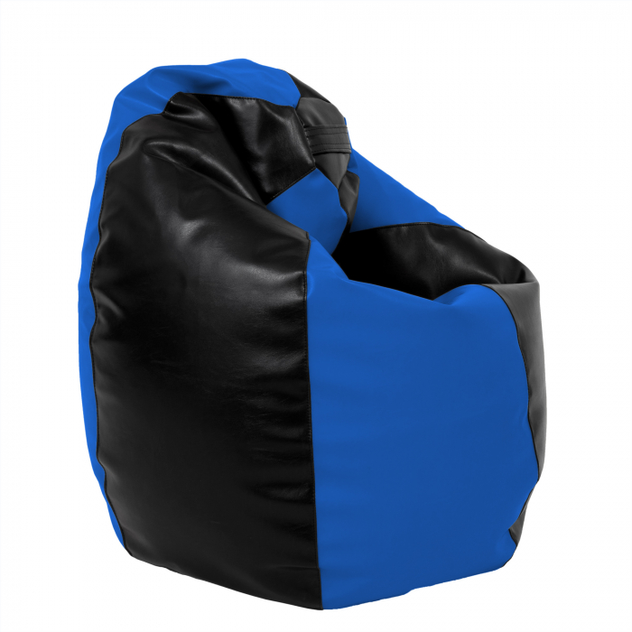 Mara - fotoliu puff - imitatie piele - negru/albastru [3]