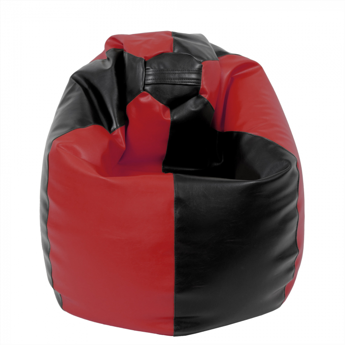 Mara - fotoliu puff - imitatie piele - negru/rosu [2]