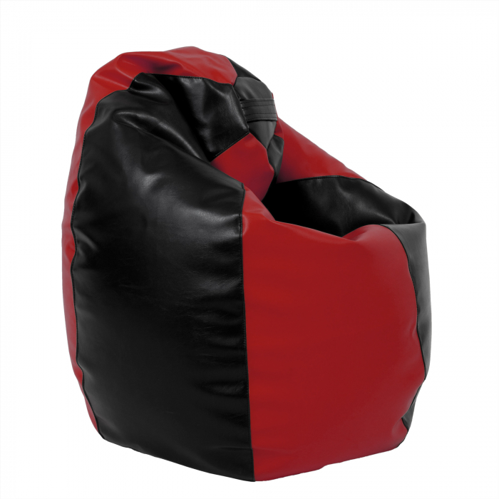 Mara - fotoliu puff - imitatie piele - negru/rosu [3]