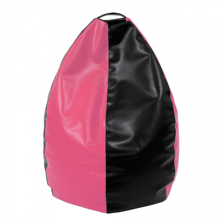 Mara - fotoliu puff - imitatie piele - negru/roz [1]