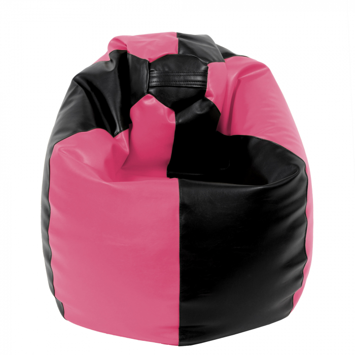 Mara - fotoliu puff - imitatie piele - negru/roz [2]