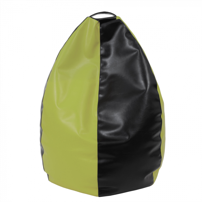 Mara - fotoliu puff - imitatie piele - negru/verde [1]