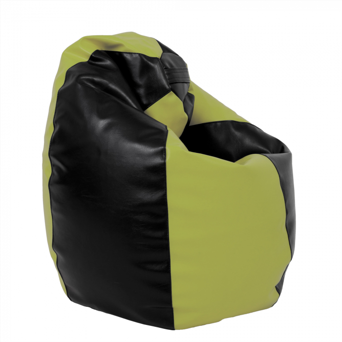 Mara - fotoliu puff - imitatie piele - negru/verde [3]