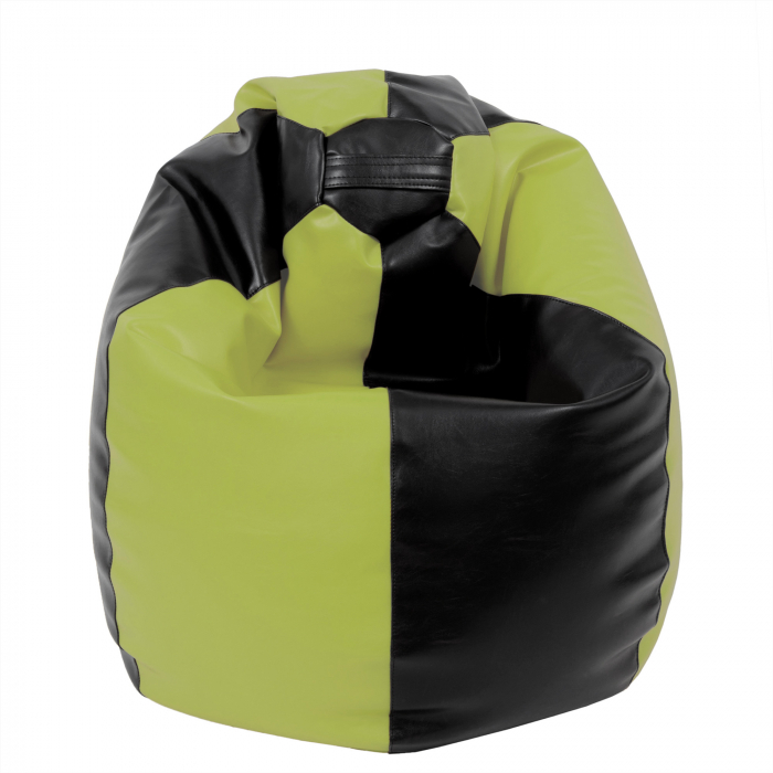 Mara - fotoliu puff - imitatie piele - negru/verde [2]