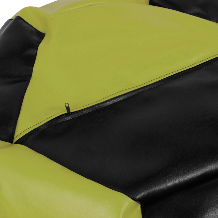 Mara - fotoliu puff - imitatie piele - negru/verde [4]