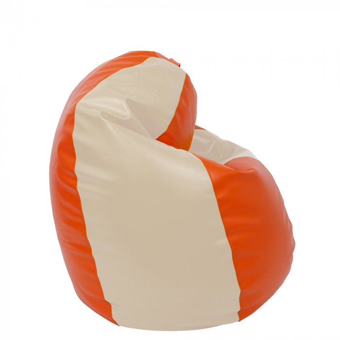 Mara - fotoliu puff - imitatie piele - portocaliu/crem [3]