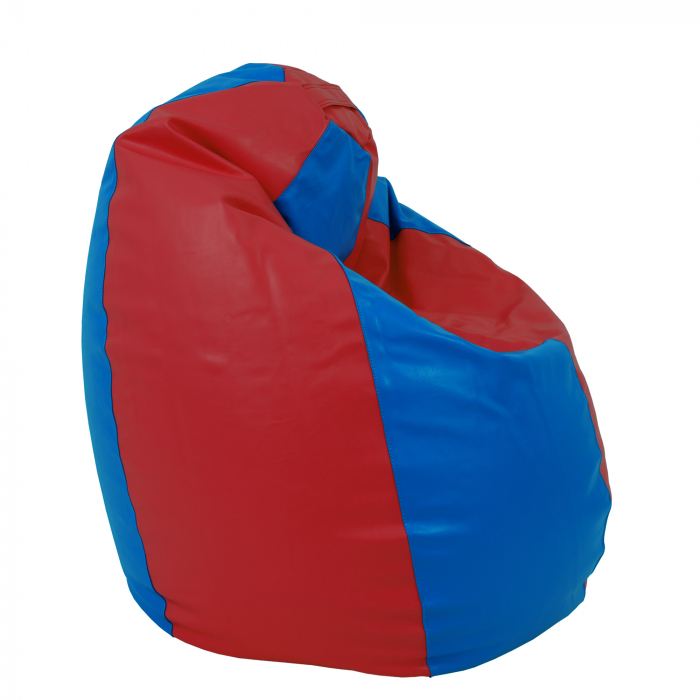 Mara - fotoliu puff - imitatie piele - rosu/ albastru [3]