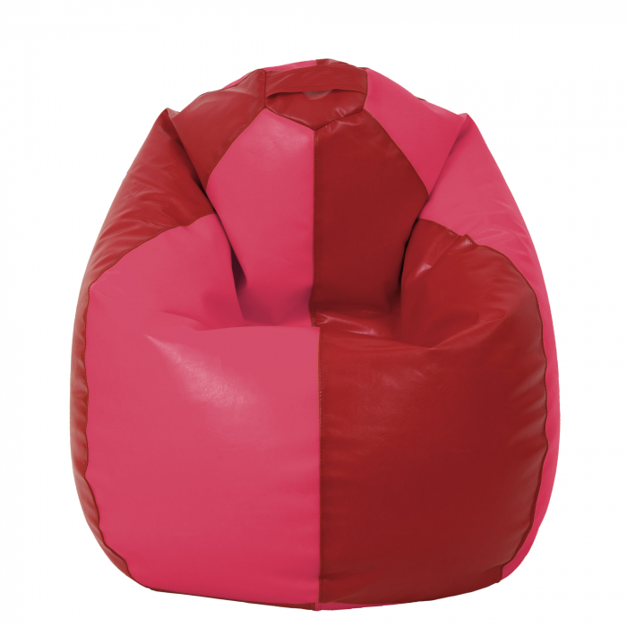 Mara - fotoliu puff - imitatie piele - rosu/roz [2]