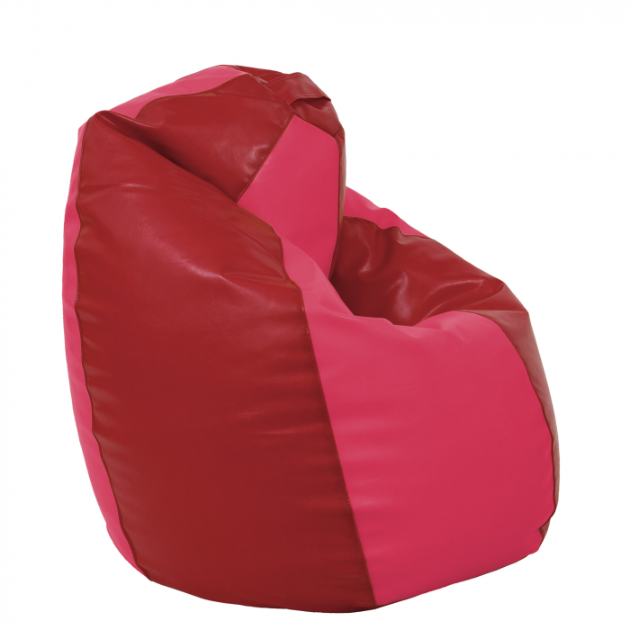 Mara - fotoliu puff - imitatie piele - rosu/roz [3]
