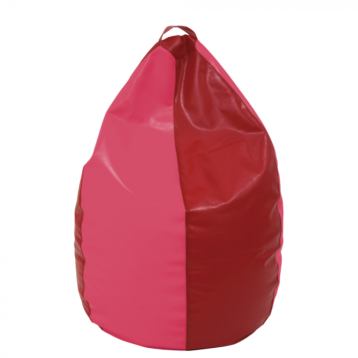 Mara - fotoliu puff - imitatie piele - rosu/roz [1]