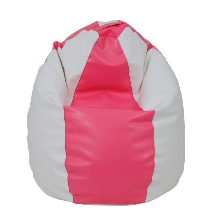 Mara - fotoliu puff - imitatie piele - roz/alb [2]