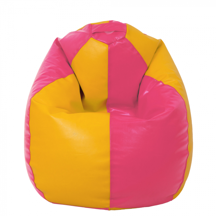 Mara - fotoliu puff - imitatie piele - roz/galben [2]
