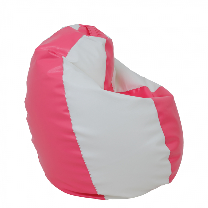Mara - fotoliu puff - imitatie piele - roz/alb [3]