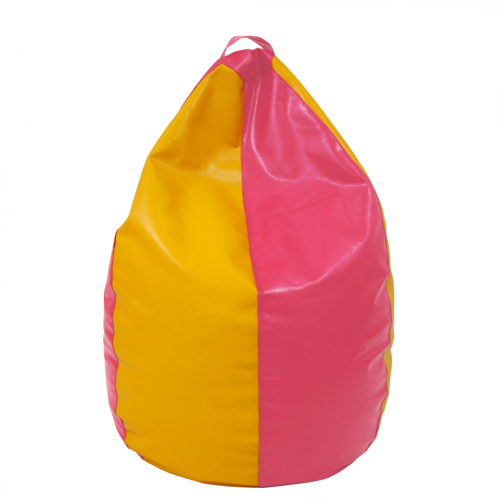 Mara - fotoliu puff - imitatie piele - roz/galben [1]