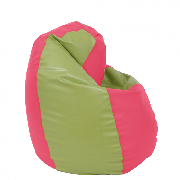 Mara - fotoliu puff - imitatie piele - roz/verde [3]