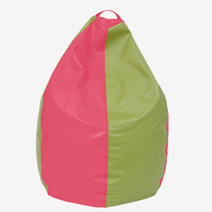 Mara - fotoliu puff - imitatie piele - roz/verde [1]